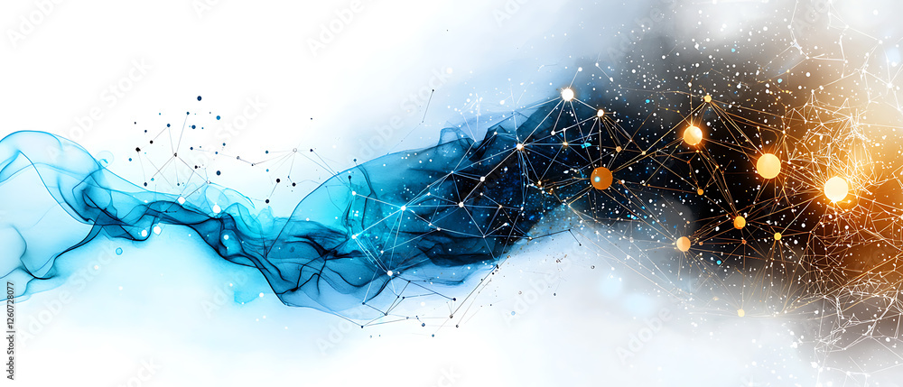 Poster dynamic flow of digital connections abstract art visual representation digital environment aesthetic
