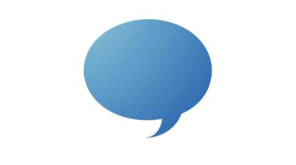 Blue speech bubble communicating ideas on transparent background