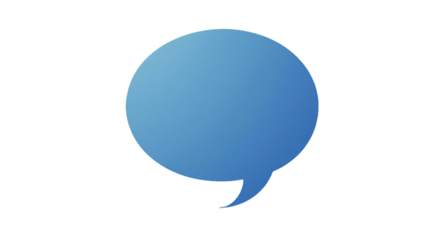 Blue speech bubble communicating ideas on transparent background