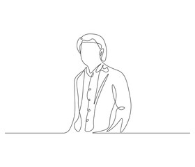 Continuous one line drawing of businessman. Single line drawing illustration of businessman are thinking. Businessman concept vector art. Doodle line illustration.