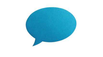 Blue speech bubble communicating ideas on transparent background