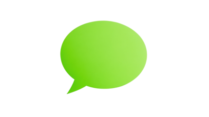 Green speech bubble communicating ideas on transparent background