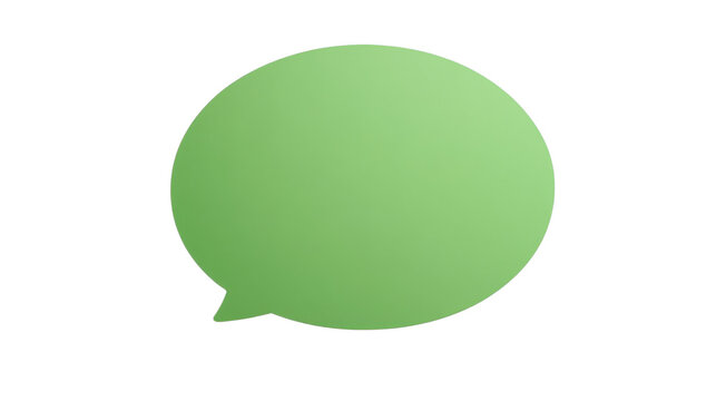 Green speech bubble communicating a message on transparent background