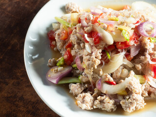 Spicy glass noodles with minced pork salad