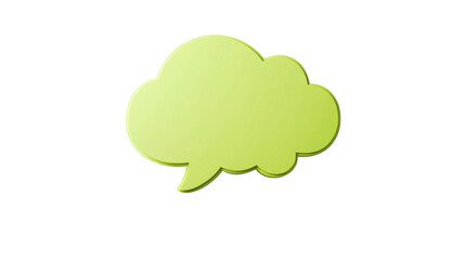 Green speech bubble floating on transparent background representing communication