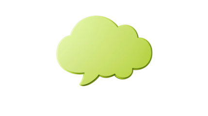Green speech bubble floating on transparent background representing communication