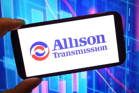 Konskie, Poland - February 02, 2025: Allison Transmission company logo displayed on mobile phone