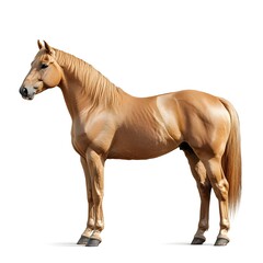 Beautiful chestnut horse standing majestically in profile view