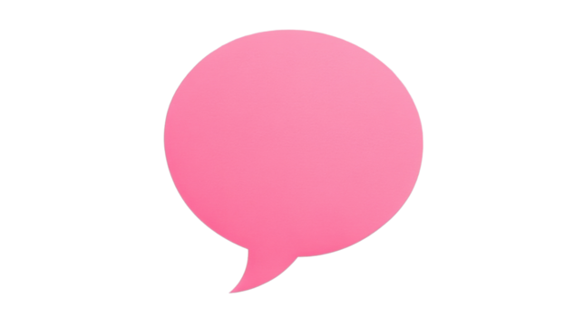 Pink speech bubble communicating on transparent background