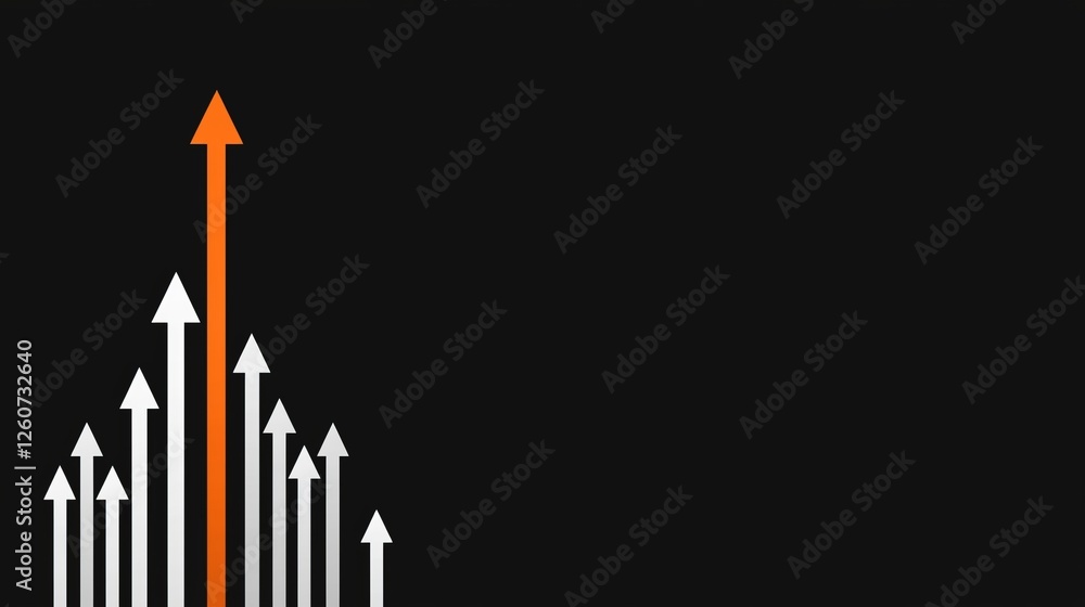 Poster the image features upward-pointing arrows in varying heights, symbolizing growth and progress, with 