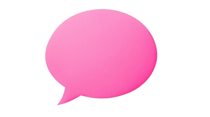 Pink speech bubble communicating a message on transparent background