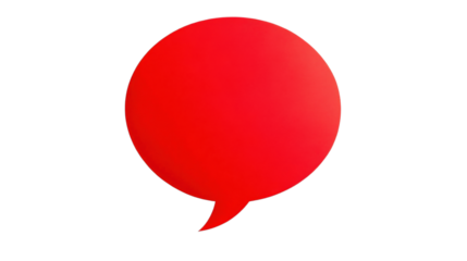 Red speech bubble communicating on transparent background