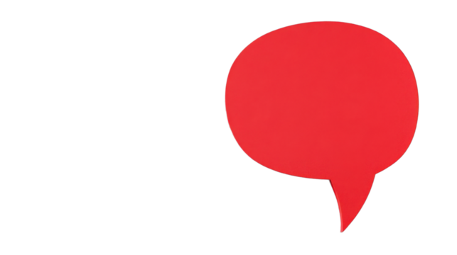 Red speech bubble communicating on transparent background