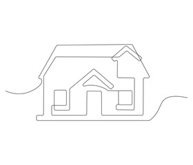 Continuous one line drawing of house. Single line drawing illustration of dream house. Architecture home concept vector art. Doodle line illustration.