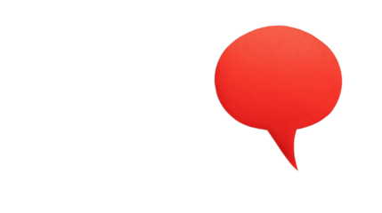 Red speech bubble communicating ideas on transparent background