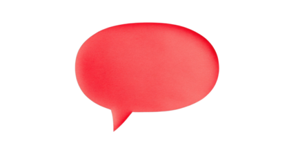 Red speech bubble floating on transparent background