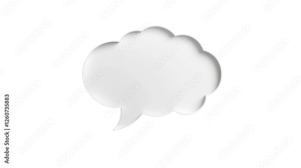 Poster white speech bubble floating on transparent background representing communication and ideas