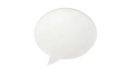 White speech bubble floating on transparent background representing communication