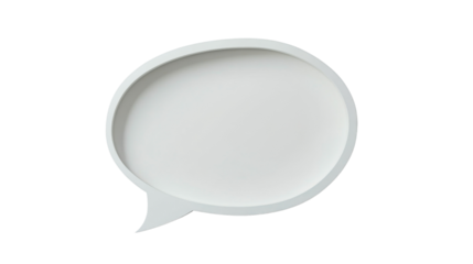 White speech bubble communicating ideas on transparent background