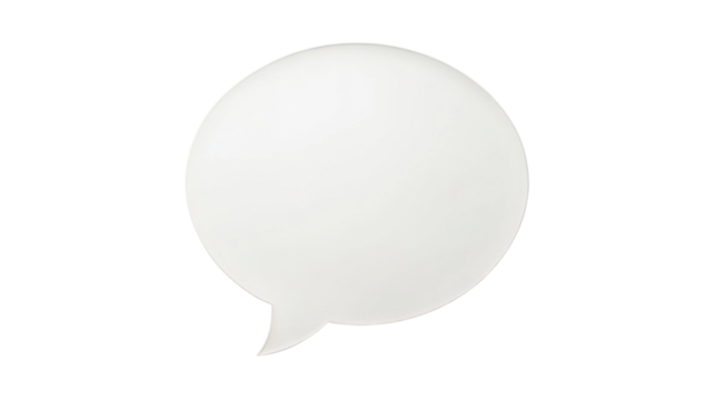 White speech bubble floating on transparent background representing communication