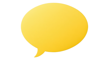 Yellow speech bubble communicating a message on transparent background