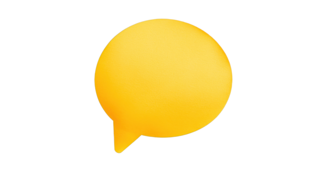 Yellow speech bubble communicating on transparent background