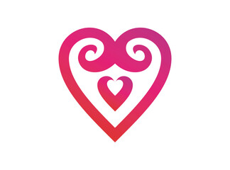 vintage heart icon, love symbol logo
