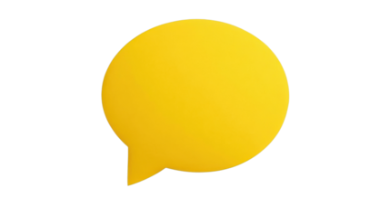 Yellow speech bubble communicating ideas on transparent background