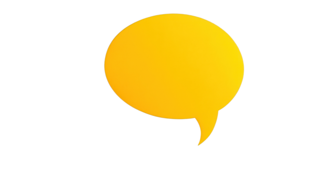 Yellow speech bubble communicating on transparent background