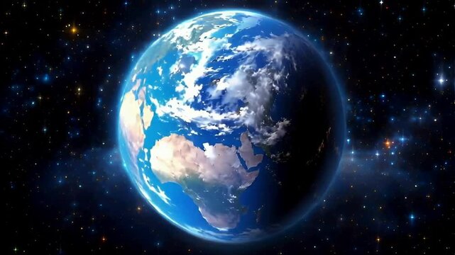 Earth in space glode world rounded with atmosphere