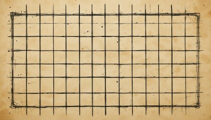 An aged parchment background featuring a hand-drawn grid pattern, ideal for artistic or note-taking purposes.