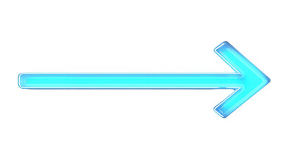 Glowing blue arrow pointing right on transparent background