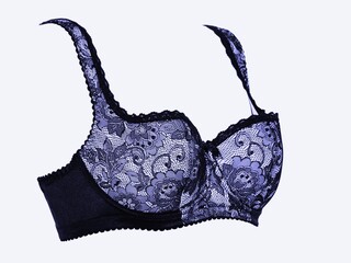 Women's fashionable lace push up bra on a white background.