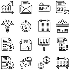 Taxes and accounting line icons collection. Thin outline icons pack. UI icon collection. Set of line web pictogram.............