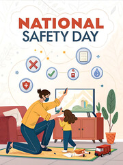 National Safety Day: Poster, Banner, Safety Day.