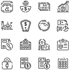 Taxes and accounting line icons collection. Thin outline icons pack. UI icon collection. Set of line web pictogram......