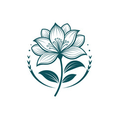 flower silhouette logo vector line art logo design