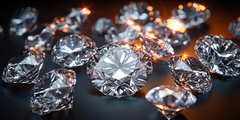 Diamonds Sparkling on Dark Background