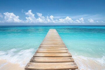 Obraz premium Vacations on a Tropical Island with Serenity Beach and Pier