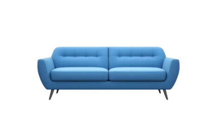 Light blue modern sofa isolated on transparent background