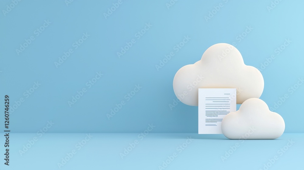 Poster minimalist cloud concept for data storage solutions representation