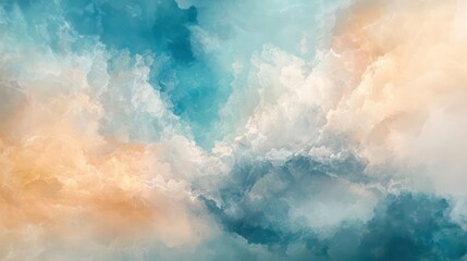 Abstract cloudscape, vibrant colors, soft lighting, peaceful scene, background image