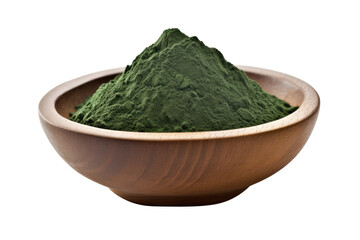 Organic spirulina powder on transparent background