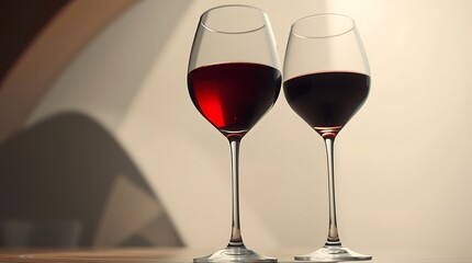 A glass of red wine is next to two glasses of wine.