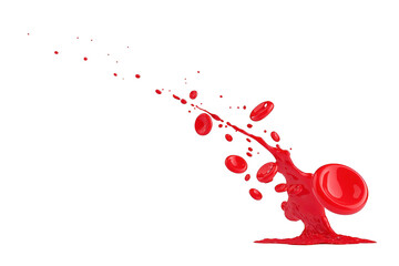 Bright red paint splatter creating dynamic motion and energy. vivid color and fluid shapes evoke creativity and artistic expression