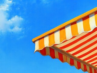 Fototapeta premium Summer Awning Sun Protection in Vibrant Colors