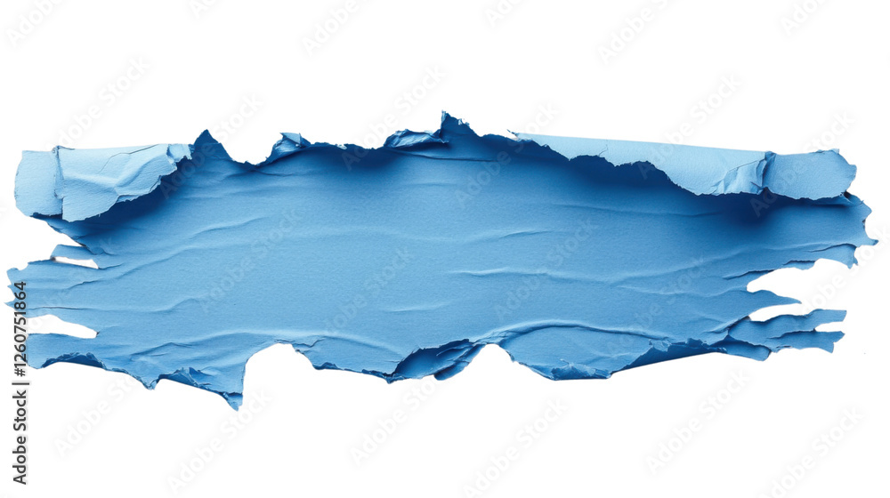 Poster torn light blue paper with transparent background creating empty space