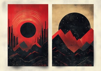 Rock Music Concert Flyer Template Vintage Retro Design Geometric Layout