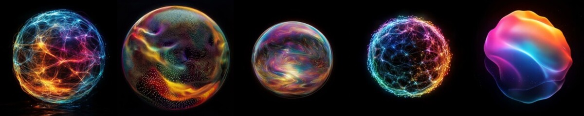 Vibrant Glowing Spheres in Abstract Digital Design Artwork