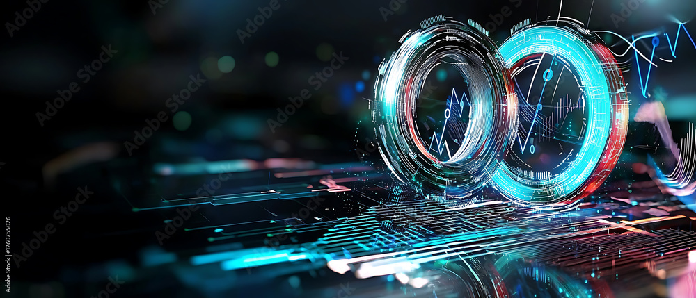 Poster digital data visualization futuristic technology infographic design abstract environment close-up vi